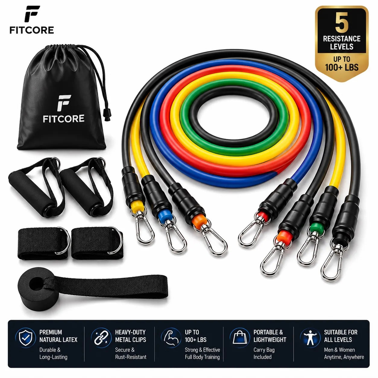 Premium Resistance Bands Set – Full Body Home Workout Kit
